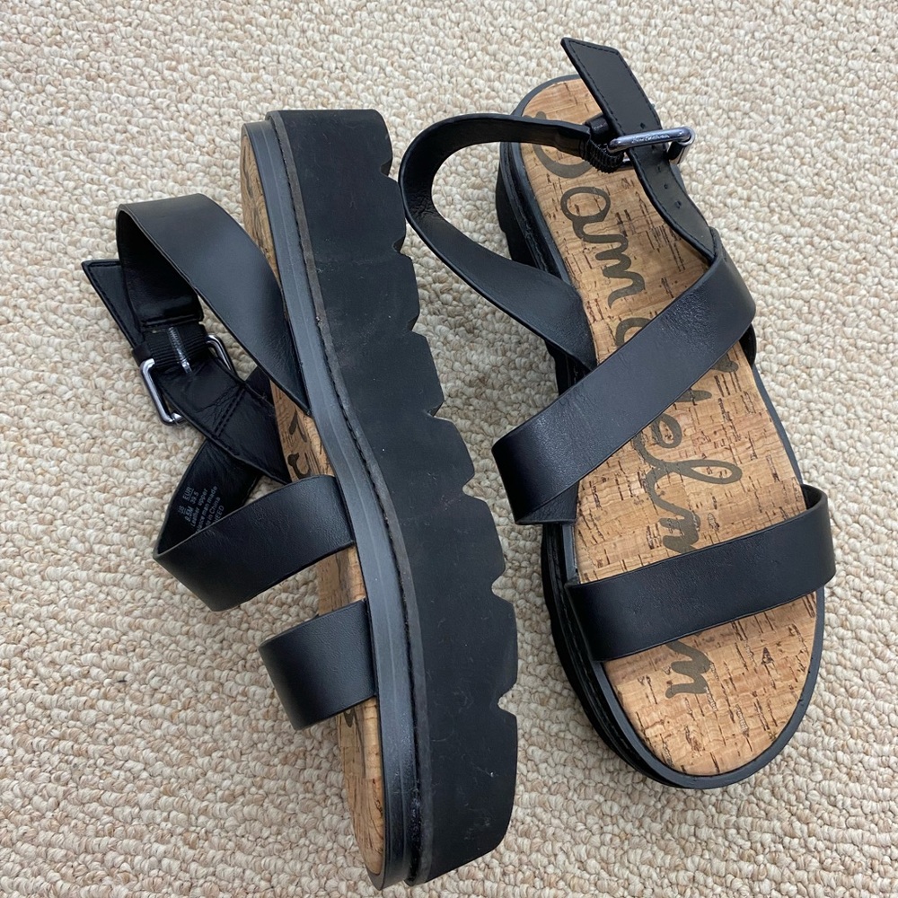 Sam Edelman Black Strappy Platform Sandals